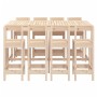 Set de mesa y taburetes altos jardín 9 pzas madera maciza pino