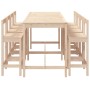 Set de mesa y taburetes altos jardín 9 pzas madera maciza pino