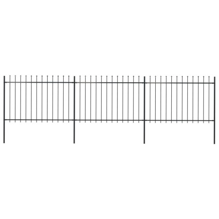 Garden fence with black steel spear points 5.1x1.2 m by vidaXL, fence panels - Ref: Foro24-277622, Price: 182,99 €, Discount: %