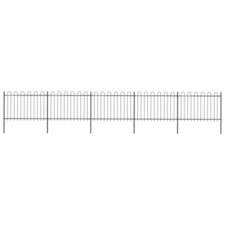 Garden fence with black steel hoop tips 8.5x1.2 m by vidaXL, fence panels - Ref: Foro24-277669, Price: 410,61 €, Discount: %