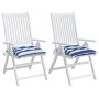 Chair cushions 2 pcs blue and white striped fabric 40x40x7 cm by vidaXL, Cushions for chairs and sofas - Ref: Foro24-361486, ...