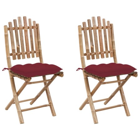 Folding garden chairs with cushions 2 units bamboo by vidaXL, Garden chairs - Ref: Foro24-3064011, Price: 103,99 €, Discount: %