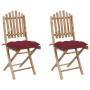 Folding garden chairs with cushions 2 units bamboo by vidaXL, Garden chairs - Ref: Foro24-3064011, Price: 103,99 €, Discount: %