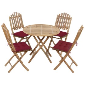 5-piece folding garden dining set with bamboo cushions by vidaXL, Garden sets - Ref: Foro24-3063984, Price: 258,99 €, Discoun...