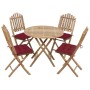 5-piece folding garden dining set with bamboo cushions by vidaXL, Garden sets - Ref: Foro24-3063984, Price: 258,36 €, Discoun...