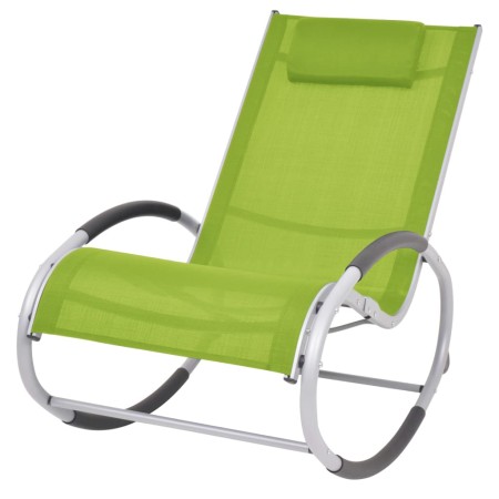 Silla mecedora de jardín de textilene verde de vidaXL, Sillas de jardín - Ref: Foro24-47784, Precio: 76,51 €, Descuento: %