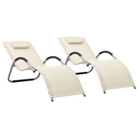 Sun loungers 2 units cream and gray textilene by vidaXL, Loungers - Ref: Foro24-310518, Price: 129,99 €, Discount: %