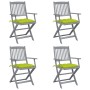 Folding garden chairs 4 pcs cushions solid acacia wood by vidaXL, Garden chairs - Ref: Foro24-3064535, Price: 191,42 €, Disco...