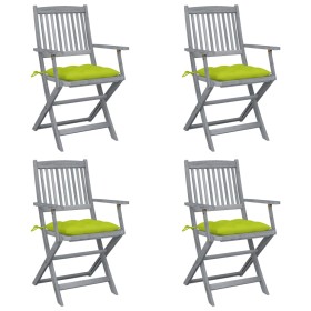 Folding garden chairs 4 pcs cushions solid acacia wood by vidaXL, Garden chairs - Ref: Foro24-3064535, Price: 191,99 €, Disco...