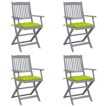 Folding garden chairs 4 pcs cushions solid acacia wood by vidaXL, Garden chairs - Ref: Foro24-3064535, Price: 191,42 €, Disco...