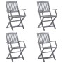 Folding garden chairs 4 pcs cushions solid acacia wood by vidaXL, Garden chairs - Ref: Foro24-3064535, Price: 191,42 €, Disco...