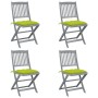 Folding garden chairs 4 pcs cushions solid acacia wood by vidaXL, Garden chairs - Ref: Foro24-3064589, Price: 201,51 €, Disco...