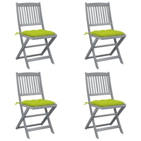 Folding garden chairs 4 pcs cushions solid acacia wood by vidaXL, Garden chairs - Ref: Foro24-3064589, Price: 201,51 €, Disco...