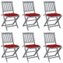 Folding garden chairs 6 pcs solid acacia wood cushions by vidaXL, Garden chairs - Ref: Foro24-3065455, Price: 318,54 €, Disco...