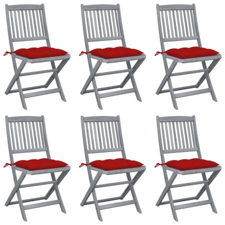 Folding garden chairs 6 pcs solid acacia wood cushions by vidaXL, Garden chairs - Ref: Foro24-3065455, Price: 318,54 €, Disco...