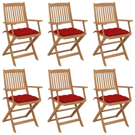 6 pcs folding garden chairs and solid acacia wood cushions by vidaXL, Garden chairs - Ref: Foro24-3074961, Price: 325,99 €, D...