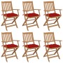 6 pcs folding garden chairs and solid acacia wood cushions by vidaXL, Garden chairs - Ref: Foro24-3074961, Price: 325,99 €, D...