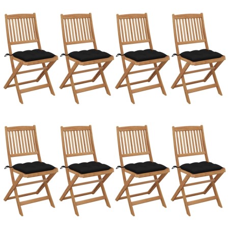 8 pcs folding garden chairs and solid acacia wood cushions by vidaXL, Garden chairs - Ref: Foro24-3075043, Price: 410,06 €, D...