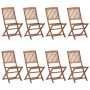 8 pcs folding garden chairs and solid acacia wood cushions by vidaXL, Garden chairs - Ref: Foro24-3075043, Price: 410,06 €, D...