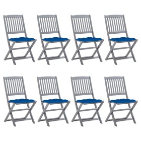 8 pcs folding garden chairs and solid acacia wood cushions by vidaXL, Garden chairs - Ref: Foro24-3078315, Price: 398,86 €, D...