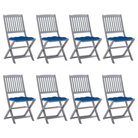 8 pcs folding garden chairs and solid acacia wood cushions by vidaXL, Garden chairs - Ref: Foro24-3078315, Price: 398,86 €, D...