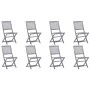 8 pcs folding garden chairs and solid acacia wood cushions by vidaXL, Garden chairs - Ref: Foro24-3078315, Price: 398,86 €, D...