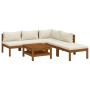 Muebles de jardín 6 pzas cojines crema madera maciza de acacia de vidaXL, Conjuntos de jardín - Ref: Foro24-3086948, Precio: ...