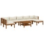 Set de muebles de jardín 8 pzas con cojín crema acacia maciza de vidaXL, Conjuntos de jardín - Ref: Foro24-3086955, Precio: 1...