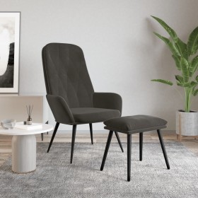 Sillón de relax con taburete terciopelo gris oscuro de vidaXL, Sillones - Ref: Foro24-3097620, Precio: 136,13 €, Descuento: %