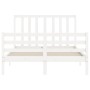 Estructura cama de matrimonio con cabecero madera maciza blanco de vidaXL, Camas y somieres - Ref: Foro24-3193767, Precio: 13...