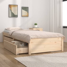 Single bed frame with drawers 75x190 cm by vidaXL, Beds and slatted bases - Ref: Foro24-3103453, Price: 137,77 €, Discount: %