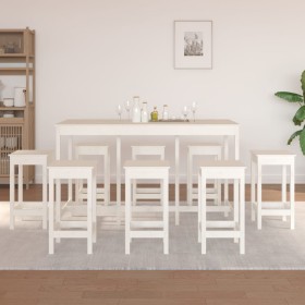 9-teiliges Barset aus massivem weißem Kiefernholz von vidaXL, Möbelsets für Küchen und Esszimmer - Ref: Foro24-3124718, Preis...