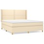 Box spring bed with cream fabric mattress 160x200 cm by vidaXL, Beds and slatted bases - Ref: Foro24-3131926, Price: 608,65 €...