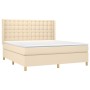 Cama box spring con colchón tela color crema 160x200 cm de vidaXL, Camas y somieres - Ref: Foro24-3132326, Precio: 600,60 €, ...