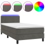 Boxspringbett mit Matratze und LED-Samt in Dunkelgrau, 100 x 200 cm von vidaXL, Betten und Lattenroste - Ref: Foro24-3134268,...