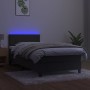 Box spring bed with mattress and LED dark gray velvet 100x200 cm by vidaXL, Beds and slatted bases - Ref: Foro24-3134268, Pri...