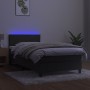 Box spring bed with mattress and LED dark gray velvet 100x200 cm by vidaXL, Beds and slatted bases - Ref: Foro24-3134448, Pri...