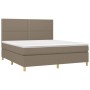 Box spring bed with mattress and LED lights taupe gray fabric 160x200 cm by vidaXL, Beds and slatted bases - Ref: Foro24-3135...