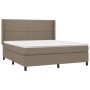 Box spring bed with mattress and LED lights taupe gray fabric 160x200 cm by vidaXL, Beds and slatted bases - Ref: Foro24-3138...