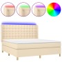 Cama box spring colchón y luces LED tela crema 160x200 cm de vidaXL, Camas y somieres - Ref: Foro24-3139210, Precio: 613,40 €...