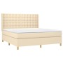 Box spring bed mattress and LED lights cream fabric 160x200 cm by vidaXL, Beds and slatted bases - Ref: Foro24-3139210, Price...