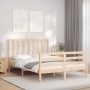 Double bed frame with solid wood headboard by vidaXL, Beds and slatted bases - Ref: Foro24-3193826, Price: 115,80 €, Discount: %