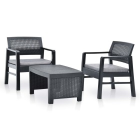 3-teiliges Gartenmöbel-Set aus anthrazitgrauem Kunststoff von vidaXL, Gartensets - Ref: Foro24-48824, Preis: 160,68 €, Rabatt: %