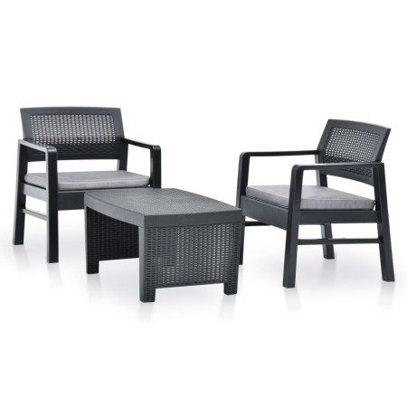 Juego de muebles de jardín 3 piezas plástico gris antracita de vidaXL, Conjuntos de jardín - Ref: Foro24-48824, Precio: 160,6...