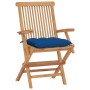 Garden chairs 4 pcs solid teak wood with blue cushions by vidaXL, Garden chairs - Ref: Foro24-3065642, Price: 348,79 €, Disco...