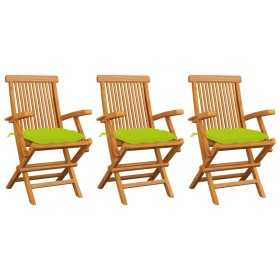 Garden chairs 3 pcs teak wood and bright green cushions by vidaXL, Garden chairs - Ref: Foro24-3062540, Price: 209,99 €, Disc...