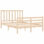 Double bed frame with solid wood headboard by vidaXL, Beds and slatted bases - Ref: Foro24-3193826, Price: 115,80 €, Discount: %