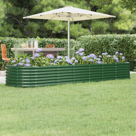 Green powder coated steel flower bed planter 296x80x36 cm by vidaXL, Pots and planters - Ref: Foro24-318923, Price: 63,69 €, ...