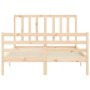 Double bed frame with solid wood headboard by vidaXL, Beds and slatted bases - Ref: Foro24-3193826, Price: 115,80 €, Discount: %