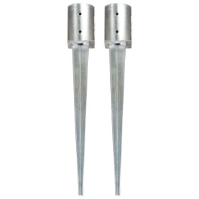 Ground spikes 2 units silver galvanized steel 10x76 cm by vidaXL, Spikes for anchoring in the ground - Ref: Foro24-145431, Pr...